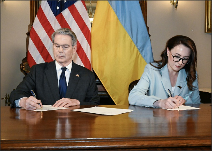 US Treasury Secretary Scott Bessent and Ukraine's Economy Minister and future prime minister Yulia Svyrydenko sign a key minerals deal