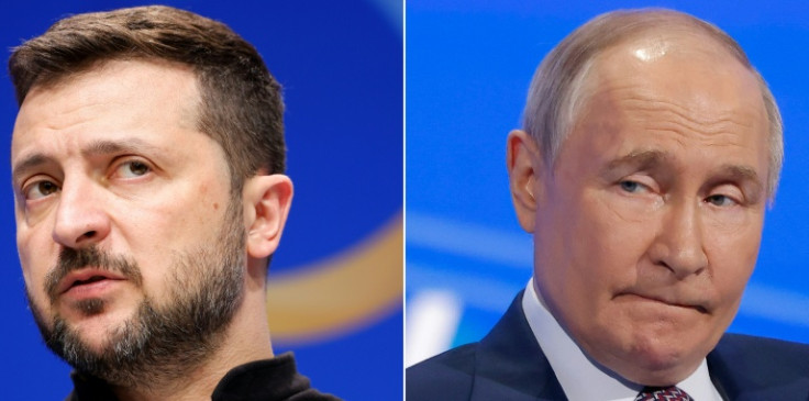 Ukraine's President Volodymyr Zelensky (L) and Russian leader Vladimir Putin (R) last met in 2019