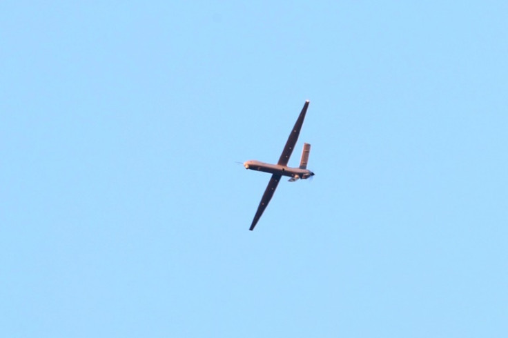 A Turkish drone flies over in Kahramankazan, some 40 kilometers (25 miles) north of Ankara on October 23, 2024