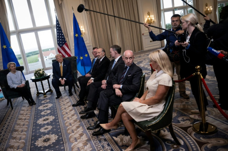 US President Donald Trump hosted EU chief Ursula von der Leyen at a sumptuous ballroom inside his Turnberry golf resort
