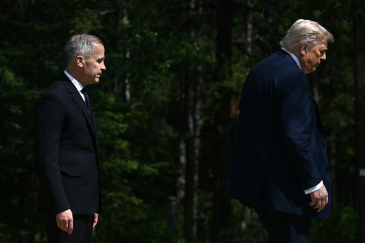 Canadian Prime Minister Mark Carney and US President Donald Trump at a G7 meeting in June