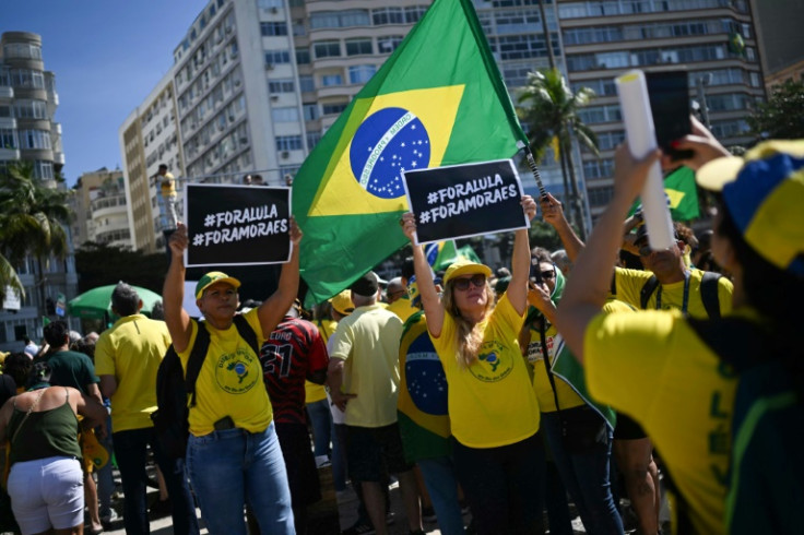 Rallies in support of embattled former Brazilian president Jair Bolsonaro take place in cities including Brasilia, Sao Paulo and Rio de Janeiro seen here