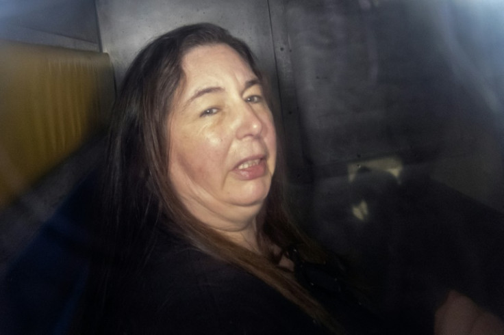 This picture taken on May 12, 2025 shows Erin Patterson arriving in the back of a prison transport vehicle at Latrobe Valley Magistrate's Court in Morwell, Australia. An Australian woman murdered her husband's parents and aunt by lacing their beef Wellin