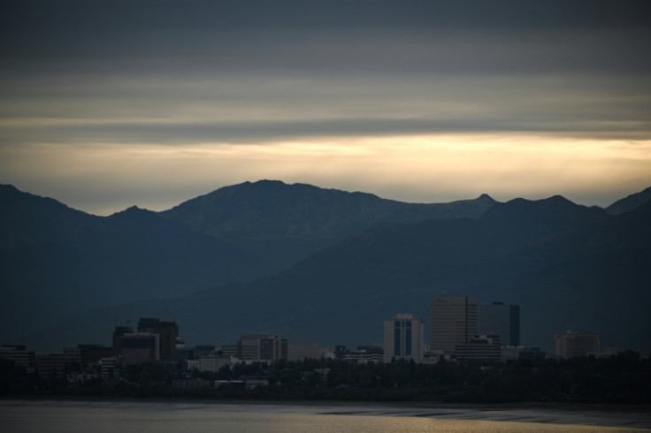 A view of downtown Anchorage, Alaska at sunrise -- the site of the US-Russia summit, a US military base, is in the outskirts of the city