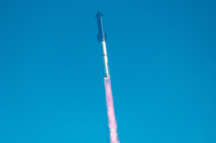 The Starship rocket pictured before exploding during a test flight in late May, 2025