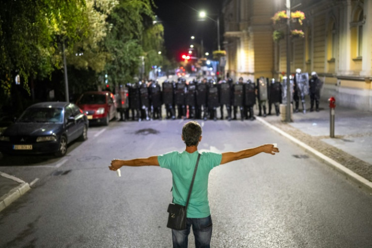Serbia's president has repeatedly called the anti-government protesters 'terrorists'
