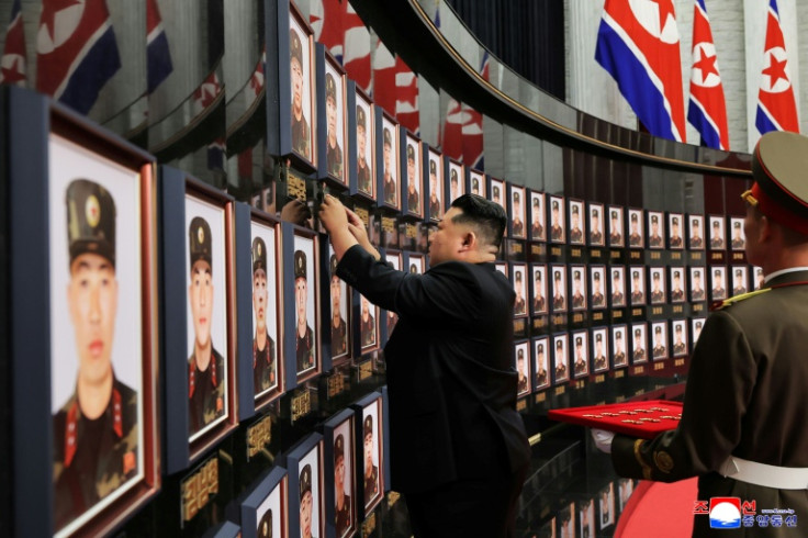 Kim praised the "heroic" and "admirable" troops "who returned home with great honour"