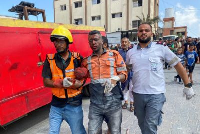 AFP footage from the immediate aftermath of the attack showed smoke filling the air and debris from the blast on the floor outside the hospital