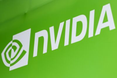The Nvidia logo is seen at the Taipei Music Center in Taipei on May 19, 2025