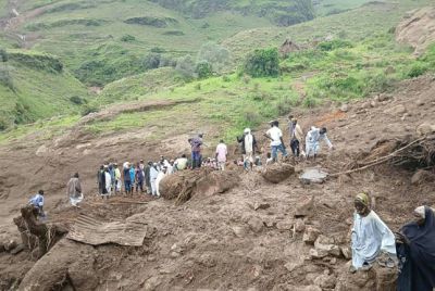 The Abdulwahid al-Nur faction of the rebel Sudan Liberation Army says this photograph shows the scene of the deadly landslide which buried a remote mountain village under its control in the Jebel Marra region of North Darfur.