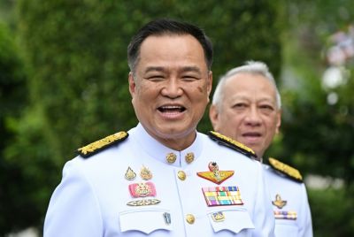 Anutin Charnvirakul, who received the backing of Thailand's largest opposition party to run the country, arrives at Government House in Bangkok on September 6, 2024