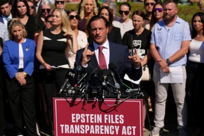Bradley Edwards, an attorney representing victims of Jeffrey Epstein, addresses a news conference at the US Capitol