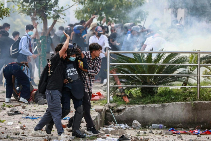 Nepal police and demonstrators clashed during protests against a government ban on social media sites