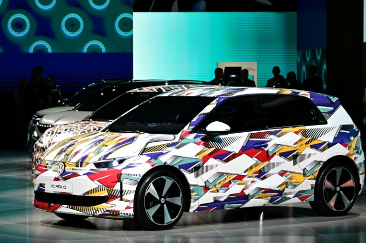 ID.Polo cars at the booth of the German car maker Volkswagen during the International Motor Show IAA