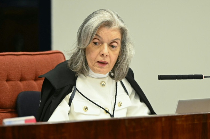 Brazil's Supreme Court Judge Carmen Lucia speaks during the voting session to convict or acquit Brazil's former president Jair Bolsonaro in a coup trial