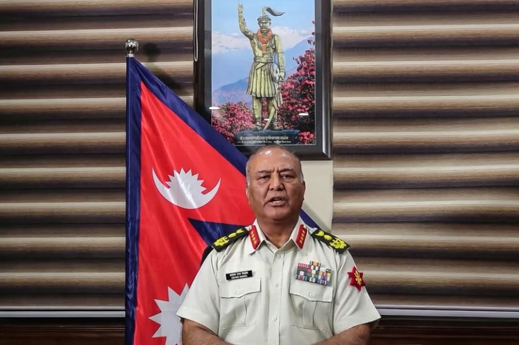 Nepal's army Chief General Ashok Raj Sigdel addressed the nation following unrest that toppled the govermnment and left parliament in flames