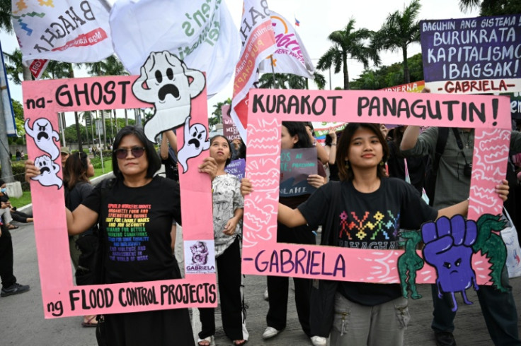 Protesters rallied in Manila against misused floof relief funds Sunday as a new super typhoon bears down on the country