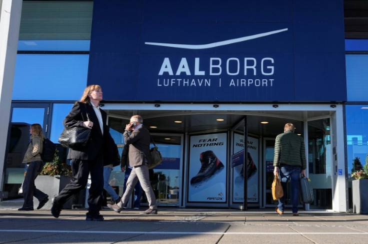 An entrance to Aalborg Airport is pictured on September 25, 2025. Drone flights that caused Danish airports to close on two nights this week were a systematic and hybrid operation by a "professional actor," the country's defence minister said.