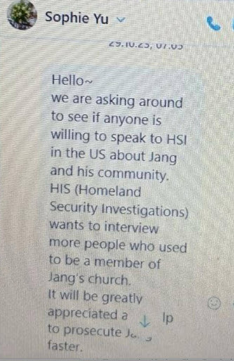 Sophie Yu recruiting ex-members of Olivet Church to testify against