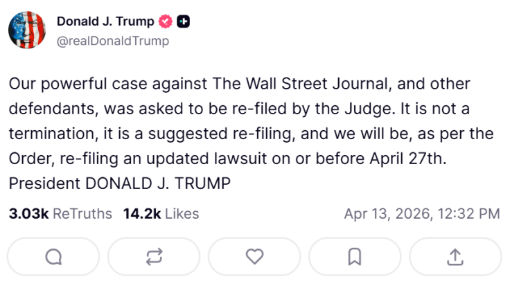 trump truth social wsj lawsuit