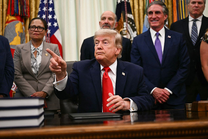 US President Donald Trump in the Oval Office of the
