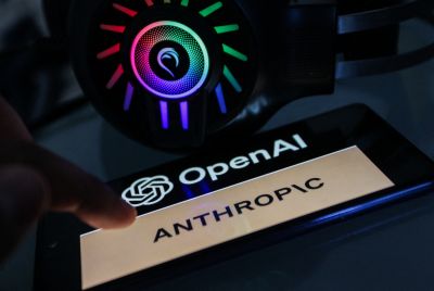 OpenAI logo above the word "Anthropic"