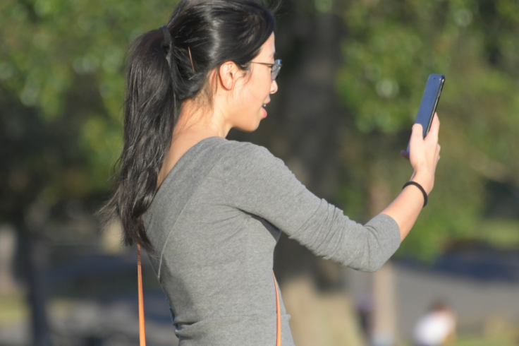 A girl with mobile phone