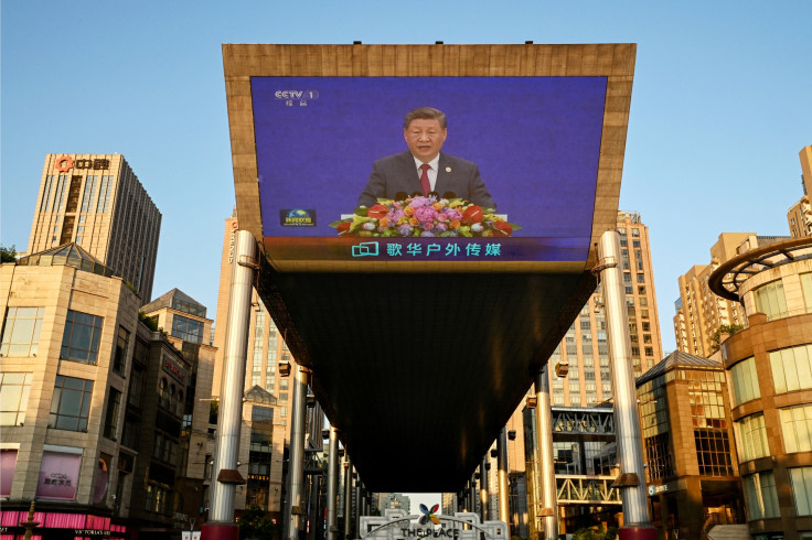 Xi Jinping's AI Summit Speech Broadcast On Beijing Screen