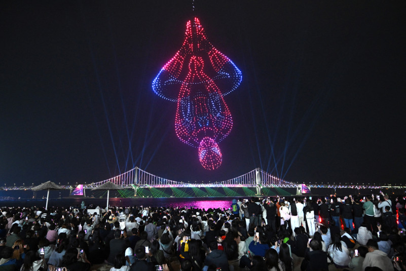 Spider-Man in the night sky