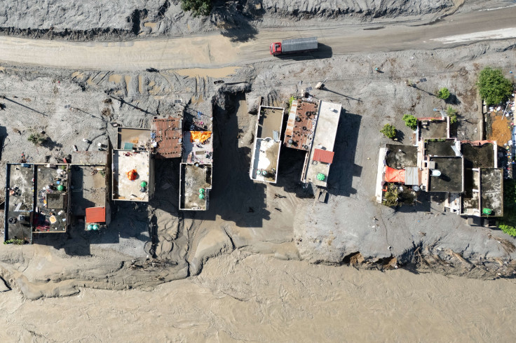 Aerial View of Flood-Buried Homes in Dhading District