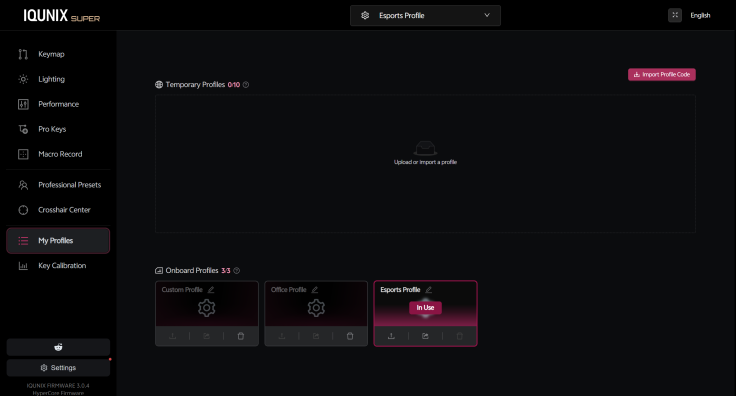 IQUNIX EV63 Onboard Profile Management