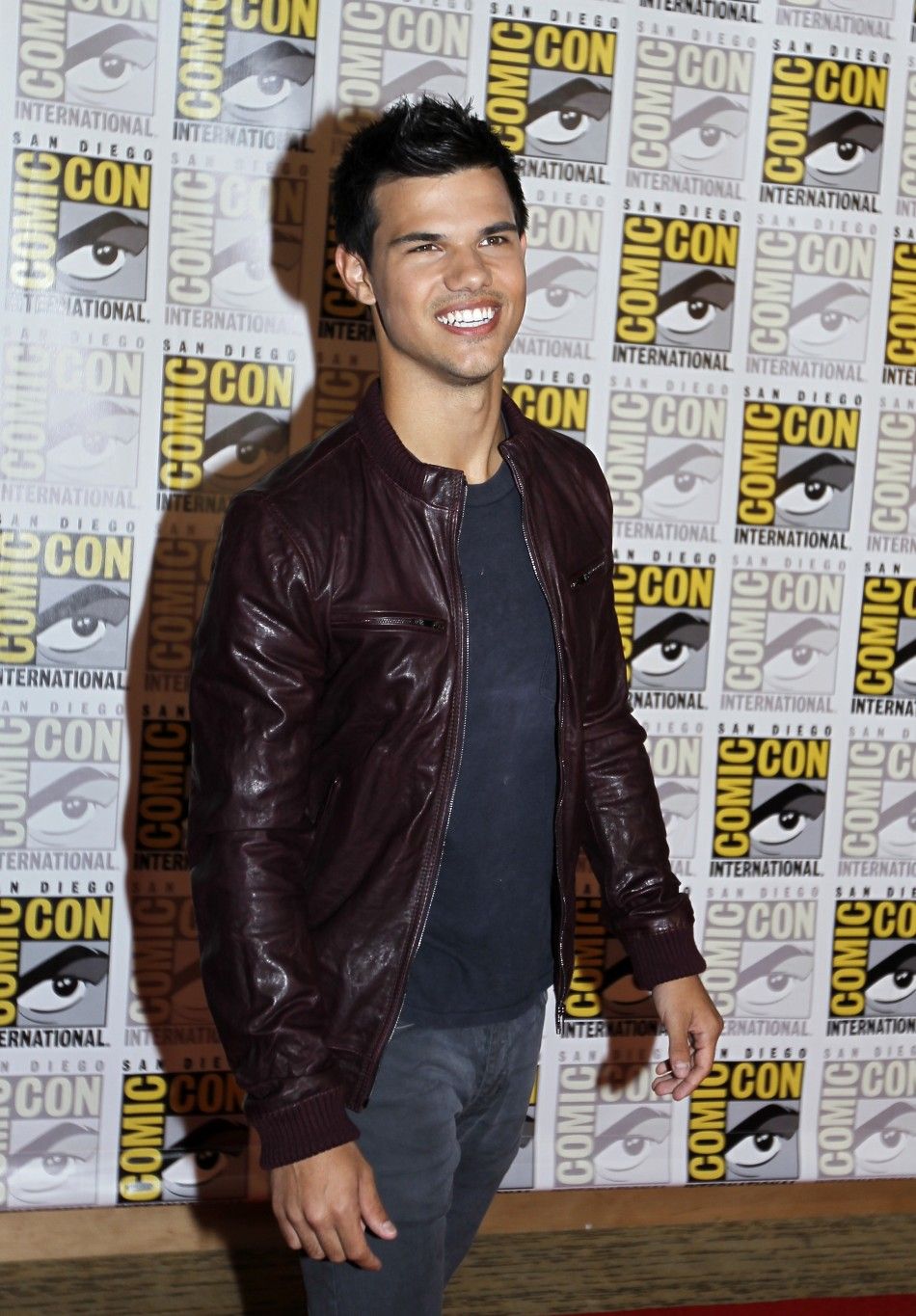 Actor Taylor Lautner poses to promote quotBreaking Dawnquot from the Twilight Saga at Comic Con in San Diego, California 