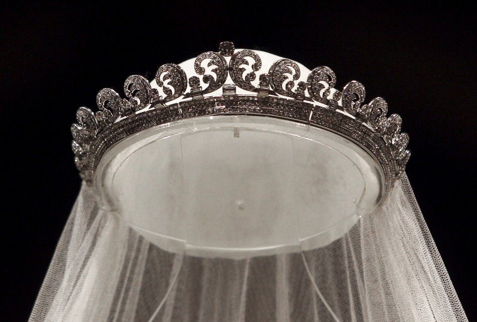 The Cartier quotHaloquot tiara, worn by Britain039s Catherine, Duchess of Cambridge on her wedding day is seen at Buckingham Palace in London
