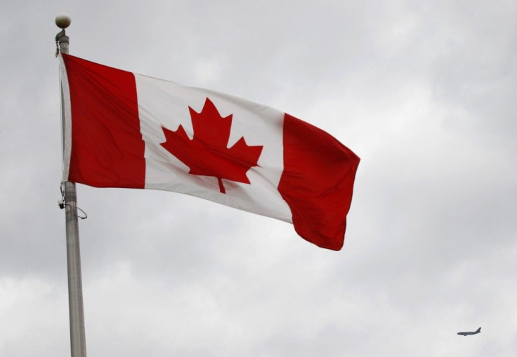 A Canadian national flag in downtown Ottawa