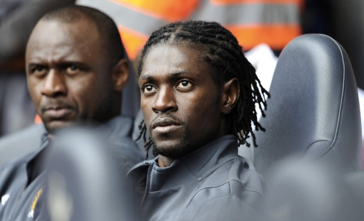 Manchester City&#039;s Adebayor and Viera