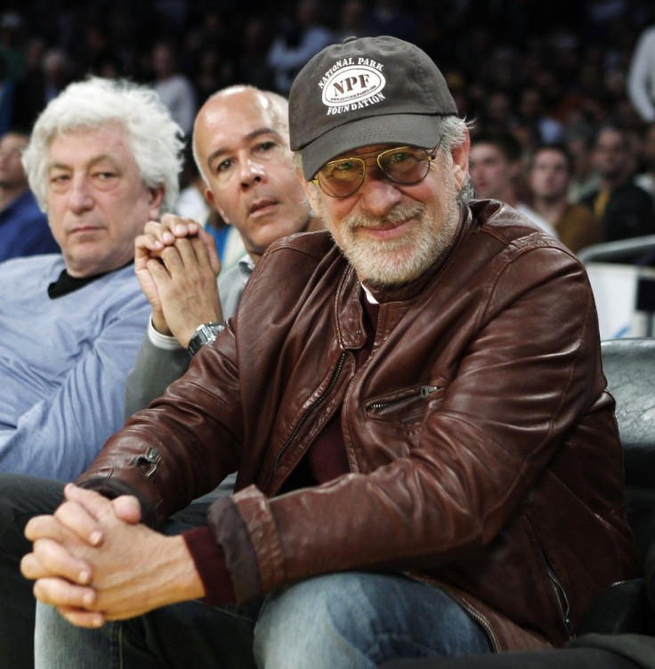 Director Spielberg watches Los Angeles Lakers play New Orleans Hornets during their NBA basketball game in Los Angeles