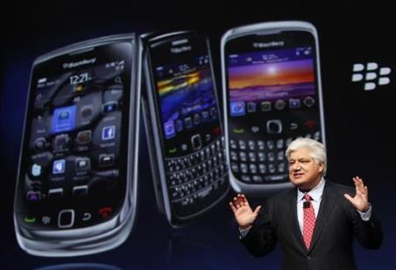 Mike Lazaridis, president and co-CEO of Research in Motion, speaks at the RIM Blackberry developers conference in San Francisco