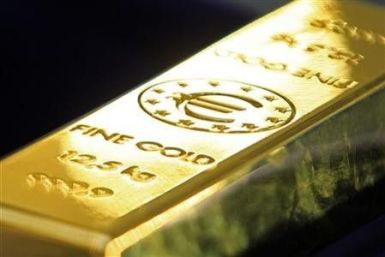 A gold bar carrying the Euro sign