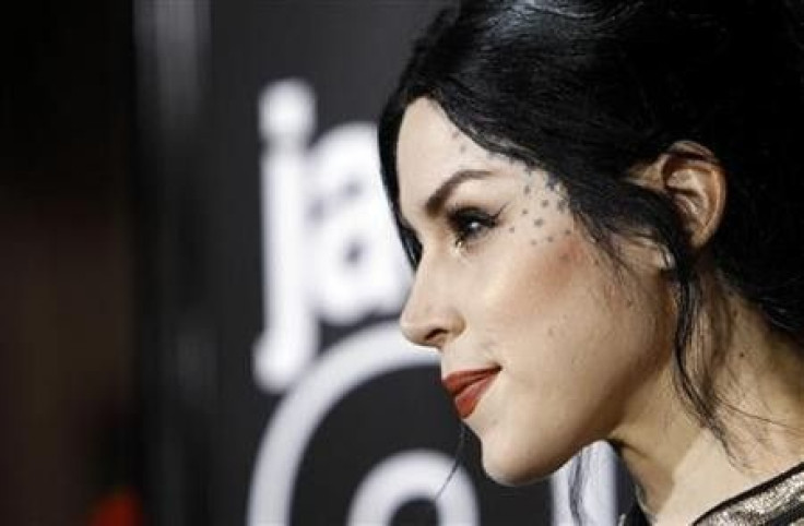 Tattoo artist Kat Von D poses at the premiere of ''Jackass 3D'' at Grauman's Chinese theatre in Hollywood, California