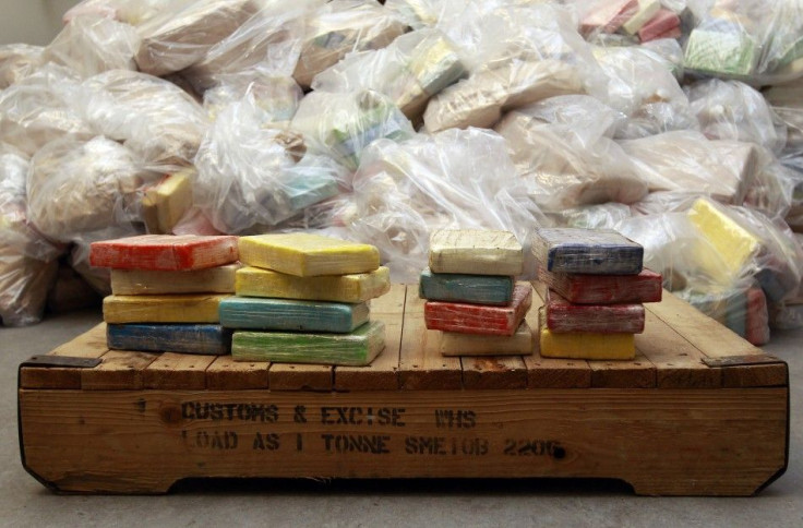 Cocaine from Britain's largest ever cocaine seizure is seen on display in London