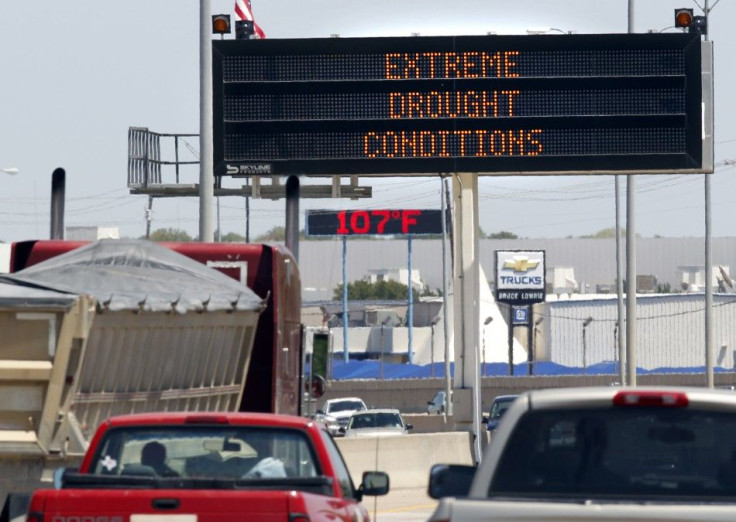 A highway sign details the current drought.