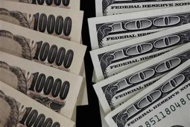 100 dollar bank notes and 10,000 yen notes.
