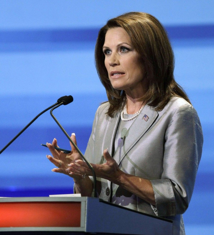 U.S. Republican presidential candidate Michele Bachmann speaks during the Republican presidential debate in Ames