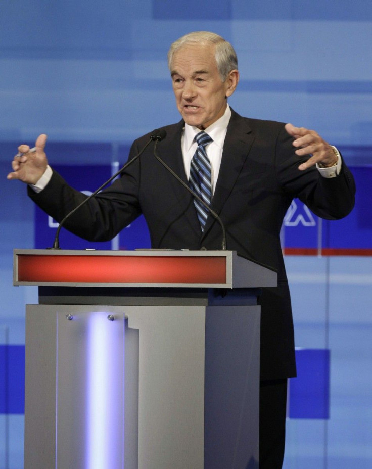 Republican presidential candidate Ron Paul speaks during the Iowa debate.