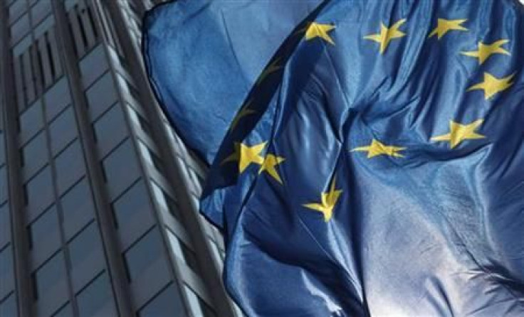 The flag of Europe is pictured in front of the ECB headquarters in Frankfurt