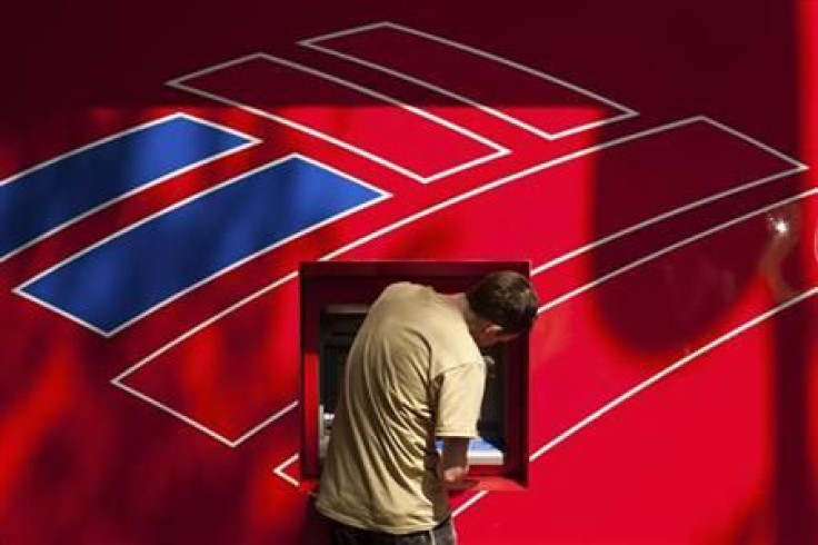 A Bank of America customer uses a Bank of America ATM in Charlotte