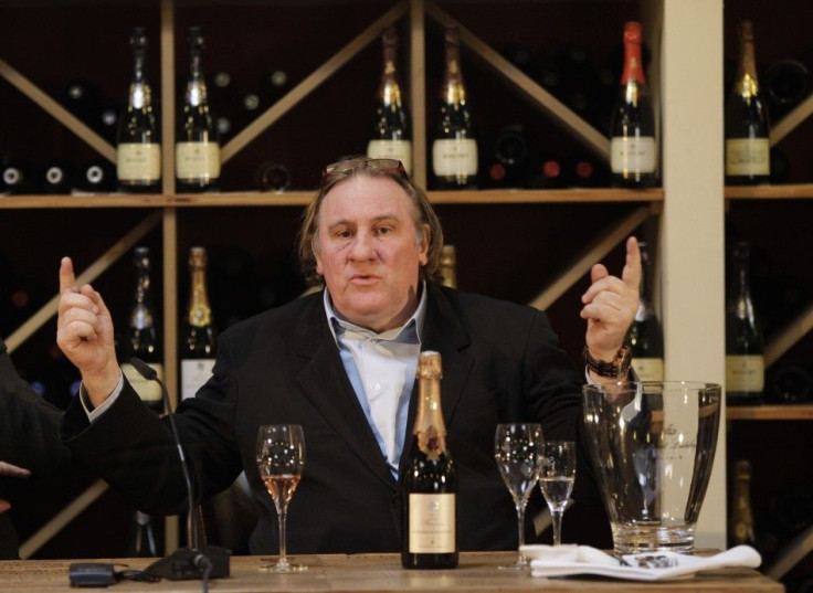 French actor Depardieu addresses media on his sparkling wine edition in Berlin