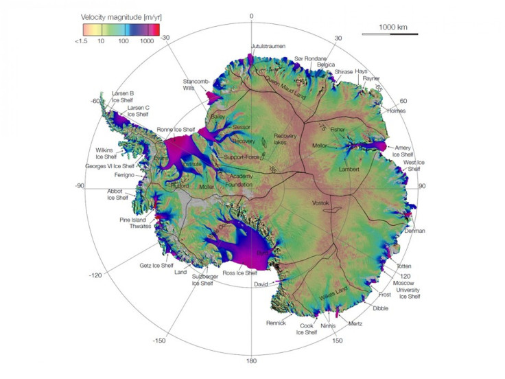 Antarctica ice flow map