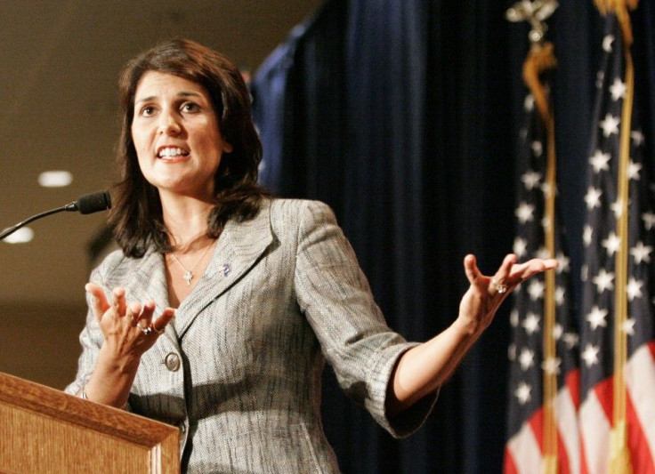South Carolina's Governor Haley gestures as she address the RedState Gathering of conservative activists in Charleston
