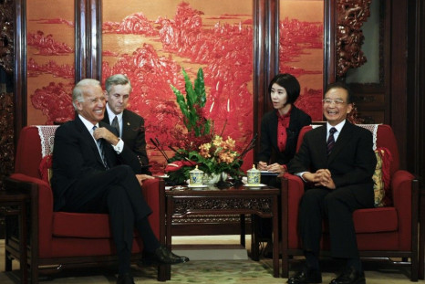 U.S. Vice President Biden and China&#039;s Premier Wen smile during their meeting at Zhongnanhai leadership compound in Beijing